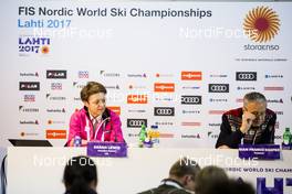 21.02.2017, Lahti, Finland (FIN): Sarah Lewis, Gian Franco Kasper   - FIS nordic world ski championships, cross-country, training, Lahti (FIN). www.nordicfocus.com. © NordicFocus. Every downloaded picture is fee-liable.