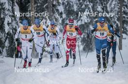 24.11.2017, Ruka, Finland (FIN): Lauri Vuorinen (FIN), Toni Ketelae (FIN), Iivo Niskanen (FIN), Alex Harvey (CAN), Marko Kilp (EST), (l-r)  - FIS world cup cross-country, individual sprint, Ruka (FIN). www.nordicfocus.com. © Modica/NordicFocus. Every downloaded picture is fee-liable.