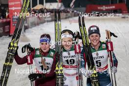 24.11.2017, Ruka, Finland (FIN): Yulia Belorukova (RUS), Stina Nilsson (SWE), Sadie Bjornsen (USA), (l-r)  - FIS world cup cross-country, individual sprint, Ruka (FIN). www.nordicfocus.com. © Modica/NordicFocus. Every downloaded picture is fee-liable.