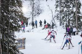 26.11.2017, Ruka, Finland (FIN): Alex Harvey (CAN), Alexey Chervotkin (RUS), Hans Christer Holund (NOR), Sergey Ustiugov (RUS), Marcus Hellner (SWE), (l-r)  - FIS world cup cross-country, pursuit men, Ruka (FIN). www.nordicfocus.com. © Modica/NordicFocus. Every downloaded picture is fee-liable.