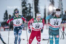 26.11.2017, Ruka, Finland (FIN): Erik Bjornsen (USA), Devon Kershaw (CAN), Jean Marc Gaillard (FRA), (l-r)  - FIS world cup cross-country, pursuit men, Ruka (FIN). www.nordicfocus.com. © Modica/NordicFocus. Every downloaded picture is fee-liable.
