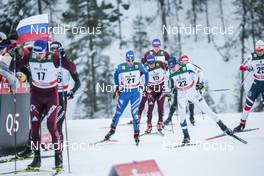 26.11.2017, Ruka, Finland (FIN): Federico Pellegrino (ITA), Matti Heikkinen (FIN), Maxim Vylegzhanin (RUS), (l-r)  - FIS world cup cross-country, pursuit men, Ruka (FIN). www.nordicfocus.com. © Modica/NordicFocus. Every downloaded picture is fee-liable.