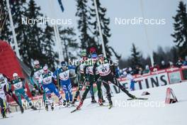 26.11.2017, Ruka, Finland (FIN): Roman Furger (SUI), Yevgeniy Velichko (KAZ), Giandomenico Salvadori (ITA), Francesco De Fabiani (ITA), Devon Kershaw (CAN), Maicol Rastelli (ITA), (l-r)  - FIS world cup cross-country, pursuit men, Ruka (FIN). www.nordicfocus.com. © Modica/NordicFocus. Every downloaded picture is fee-liable.