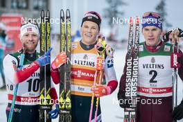 26.11.2017, Ruka, Finland (FIN): Martin Johnsrud Sundby (NOR), Johannes Hoesflot Klaebo (NOR), Alexander Bolshunov (RUS), (l-r)  - FIS world cup cross-country, pursuit men, Ruka (FIN). www.nordicfocus.com. © Modica/NordicFocus. Every downloaded picture is fee-liable.