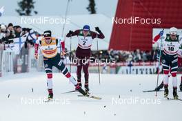 26.11.2017, Ruka, Finland (FIN): Johannes Hoesflot Klaebo (NOR), Alexander Bolshunov (RUS), Martin Johnsrud Sundby (NOR), (l-r)  - FIS world cup cross-country, pursuit men, Ruka (FIN). www.nordicfocus.com. © Modica/NordicFocus. Every downloaded picture is fee-liable.