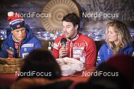 23.11.2017, Ruka, Finland (FIN): Johannes Hoesflot Klaebo (NOR), Alex Harvey (CAN), Jessica Diggins (USA), (l-r)  - FIS world cup cross-country, training, Ruka (FIN). www.nordicfocus.com. © Modica/NordicFocus. Every downloaded picture is fee-liable.