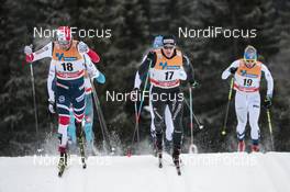 02.12.2017, Lillehammer, Norway (NOR): Emil Iversen (NOR), Jovian Hediger (SUI), Lauri Vuorinen (FIN), (l-r)  - FIS world cup cross-country, individual sprint, Lillehammer (NOR). www.nordicfocus.com. © Modica/NordicFocus. Every downloaded picture is fee-liable.