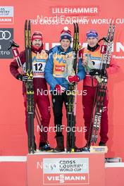 02.12.2017, Lillehammer, Norway (NOR): Sergey Ustiugov (RUS), Johannes Hoesflot Klaebo (NOR), Alexander Bolshunov (RUS), (l-r)  - FIS world cup cross-country, individual sprint, Lillehammer (NOR). www.nordicfocus.com. © Modica/NordicFocus. Every downloaded picture is fee-liable.