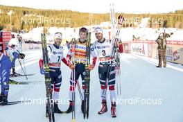 03.12.2017, Lillehammer, Norway (NOR): Martin Johnsrud Sundby (NOR), Johannes Hoesflot Klaebo (NOR), Hans Christer Holund (NOR), (l-r)  - FIS world cup cross-country, skiathlon men, Lillehammer (NOR). www.nordicfocus.com. © Modica/NordicFocus. Every downloaded picture is fee-liable.