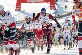 03.12.2017, Lillehammer, Norway (NOR): Martin Johnsrud Sundby (NOR), Alex Harvey (CAN), Alexander Bolshunov (RUS), (l-r)  - FIS world cup cross-country, skiathlon men, Lillehammer (NOR). www.nordicfocus.com. © Modica/NordicFocus. Every downloaded picture is fee-liable.