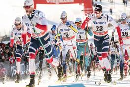 03.12.2017, Lillehammer, Norway (NOR): Finn Haagen Krogh (NOR), Martin Johnsrud Sundby (NOR), Marcus Hellner (SWE), Niklas Dyrhaug (NOR), Daniel Rickardsson (SWE), (l-r)  - FIS world cup cross-country, skiathlon men, Lillehammer (NOR). www.nordicfocus.com. © Modica/NordicFocus. Every downloaded picture is fee-liable.