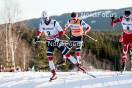 03.12.2017, Lillehammer, Norway (NOR): Hans Christer Holund (NOR), Johannes Hoesflot Klaebo (NOR), Alex Harvey (CAN), (l-r)  - FIS world cup cross-country, skiathlon men, Lillehammer (NOR). www.nordicfocus.com. © Modica/NordicFocus. Every downloaded picture is fee-liable.