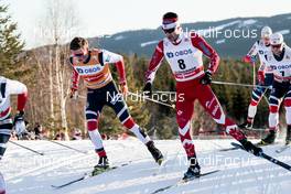 03.12.2017, Lillehammer, Norway (NOR): Johannes Hoesflot Klaebo (NOR), Alex Harvey (CAN), Martin Johnsrud Sundby (NOR), (l-r)  - FIS world cup cross-country, skiathlon men, Lillehammer (NOR). www.nordicfocus.com. © Modica/NordicFocus. Every downloaded picture is fee-liable.