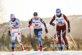03.12.2017, Lillehammer, Norway (NOR): Emma Wiken (SWE), Elizabeth Stephen (USA), Anna Nechaevskaya (RUS), (l-r)  - FIS world cup cross-country, skiathlon women, Lillehammer (NOR). www.nordicfocus.com. © Modica/NordicFocus. Every downloaded picture is fee-liable.