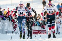03.12.2017, Lillehammer, Norway (NOR): Kikkan Randall (USA), Nadine Faehndrich (SUI), Anne Kjersti Kalvaa (NOR), (l-r)  - FIS world cup cross-country, skiathlon women, Lillehammer (NOR). www.nordicfocus.com. © Modica/NordicFocus. Every downloaded picture is fee-liable.
