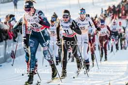 03.12.2017, Lillehammer, Norway (NOR): Sadie Bjornsen (USA), Nathalie Von Siebenthal (SUI), Kerttu Niskanen (FIN), (l-r)  - FIS world cup cross-country, skiathlon women, Lillehammer (NOR). www.nordicfocus.com. © Modica/NordicFocus. Every downloaded picture is fee-liable.