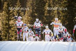 03.12.2017, Lillehammer, Norway (NOR): Teresa Stadlober (AUT), Heidi Weng (NOR), Charlotte Kalla (SWE), Laura Mononen (FIN), Stina Nilsson (SWE), Ingvild Flugstad Oestberg (NOR), (l-r)  - FIS world cup cross-country, skiathlon women, Lillehammer (NOR). www.nordicfocus.com. © Modica/NordicFocus. Every downloaded picture is fee-liable.