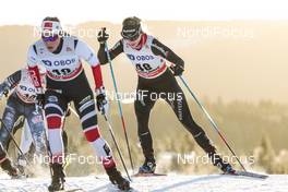 03.12.2017, Lillehammer, Norway (NOR): Anne Kjersti Kalvaa (NOR), Nadine Faehndrich (SUI), (l-r)  - FIS world cup cross-country, skiathlon women, Lillehammer (NOR). www.nordicfocus.com. © Modica/NordicFocus. Every downloaded picture is fee-liable.