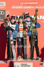 03.12.2017, Lillehammer, Norway (NOR): Heidi Weng (NOR), Charlotte Kalla (SWE), Ragnhild Haga (NOR), (l-r) - FIS world cup cross-country, skiathlon women, Lillehammer (NOR). www.nordicfocus.com. © Modica/NordicFocus. Every downloaded picture is fee-liable.