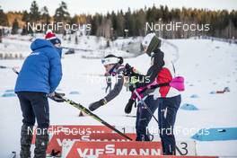 03.12.2017, Lillehammer, Norway (NOR): Marit Bjoergen (NOR), Heidi Weng (NOR), (l-r)  - FIS world cup cross-country, skiathlon women, Lillehammer (NOR). www.nordicfocus.com. © Modica/NordicFocus. Every downloaded picture is fee-liable.