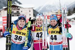 10.12.2017, Davos, Switzerland (SUI): Ragnhild Haga (NOR), Ingvild Flugstad Oestberg (NOR), Krista Parmakoski (FIN) (l-r) - FIS world cup cross-country, 10km women, Davos (SUI). www.nordicfocus.com. © Modica/NordicFocus. Every downloaded picture is fee-liable.