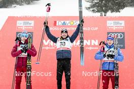 10.12.2017, Davos, Switzerland (SUI): Sergey Ustiugov (RUS), Maurice Manificat (FRA), Alexander Bolshunov (RUS), (l-r) - FIS world cup cross-country, 15km men, Davos (SUI). www.nordicfocus.com. © Modica/NordicFocus. Every downloaded picture is fee-liable.