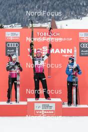 17.12.2017, Toblach, Italy (ITA): Ingvild Flugstad Oestberg (NOR), Marit Bjoergen (NOR), Heidi Weng (NOR), (l-r) - FIS world cup cross-country, pursuit women, Toblach (ITA). www.nordicfocus.com. © Modica/NordicFocus. Every downloaded picture is fee-liable.