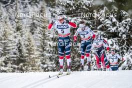 17.12.2017, Toblach, Italy (ITA): Marit Bjoergen (NOR), Heidi Weng (NOR), Ingvild Flugstad Oestberg (NOR), (l-r)  - FIS world cup cross-country, pursuit women, Toblach (ITA). www.nordicfocus.com. © Modica/NordicFocus. Every downloaded picture is fee-liable.