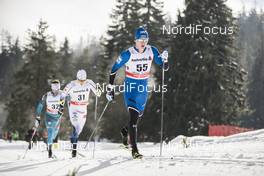 31.12.2017, Lenzerheide, Switzerland (SUI): Jean Marc Gaillard (FRA), Jens Burman (SWE), Karel Tammjarv (EST), (l-r)  - FIS world cup cross-country, tour de ski, 15km men, Lenzerheide (SUI). www.nordicfocus.com. © Modica/NordicFocus. Every downloaded picture is fee-liable.