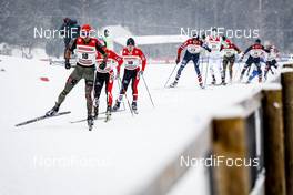 13.01.2017, Val di Fiemme, Italy (ITA): Bjoern Kircheisen (GER), Aguri Shimizu (JPN), Magnus H. Moan (NOR), Eero Hirvonen (FIN), Johannes Rydzek (GER), Joergen Graabak (NOR), (l-r)  - FIS world cup nordic combined, individual gundersen HS134/10km, Val di Fiemme (ITA). www.nordicfocus.com. © Bragotto/NordicFocus. Every downloaded picture is fee-liable.