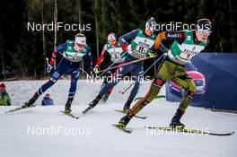 14.01.2017, Val di Fiemme, Italy (ITA): Espen Andersen (NOR), Go Yamamoto (JPN), Samuel Costa (ITA), Terence Weber (GER), (l-r)  - FIS world cup nordic combined, team sprint HS134/2x7.5km, Val di Fiemme (ITA). www.nordicfocus.com. © Bragotto/NordicFocus. Every downloaded picture is fee-liable.