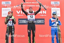21.01.2017, Chaux-Neuve, France (FRA): Fabian Riessle (GER), Johannes Rydzek (GER), Akito Watabe (JPN), (l-r) - FIS world cup nordic combined, individual gundersen HS118/10km, Chaux-Neuve (FRA). www.nordicfocus.com. © Thibaut/NordicFocus. Every downloaded picture is fee-liable.