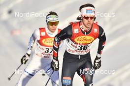 27.01.2017, Seefeld, Austria (AUT): Mikko Kokslien (NOR), Eero Hirvonen (FIN) - FIS world cup nordic combined, individual gundersen HS109/5km, Seefeld (AUT). www.nordicfocus.com. © Thibaut/NordicFocus. Every downloaded picture is fee-liable.
