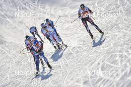 28.01.2017, Seefeld, Austria (AUT): Bryan Fletcher (USA), Wilhelm Denifl (AUT), Martin Fritz (AUT), Eero Hirvonen (FIN) - FIS world cup nordic combined, individual gundersen HS109/10km, Seefeld (AUT). www.nordicfocus.com. © Thibaut/NordicFocus. Every downloaded picture is fee-liable.