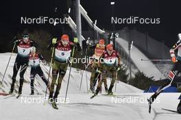 04.02.2017, Pyeong Chang, Korea (KOR): Tim Hug (SUI), Fabian Riessle (GER), Manuel Faisst (GER) - FIS world cup nordic combined, individual gundersen HS140/10km, Pyeong Chang (KOR). www.nordicfocus.com. © Thibaut/NordicFocus. Every downloaded picture is fee-liable.