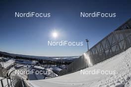 10.03.2017, Oslo, Norway (NOR): Event Feature: Overview over the Holmenkollen Jumping Hill with the Oslo Fjord at the back - FIS world cup nordic combined, individual gundersen HS134/10km, Oslo (NOR). www.nordicfocus.com. © NordicFocus. Every downloaded picture is fee-liable.