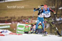 18.03.2017, Schonach, Germany (GER): Vinzenz Geiger (GER), Maxime Laheurte (FRA) - FIS world cup nordic combined, individual gundersen HS106/10km, Schonach (GER). www.nordicfocus.com. © Thibaut/NordicFocus. Every downloaded picture is fee-liable.