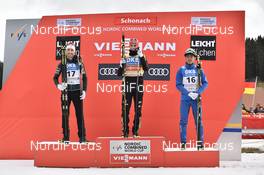 19.03.2017, Schonach, Germany (GER): Francois Braud (FRA), Eric Frenzel (GER), Akito Watabe (JPN), (l-r) - FIS world cup nordic combined, individual gundersen HS106/10km, Schonach (GER). www.nordicfocus.com. © Thibaut/NordicFocus. Every downloaded picture is fee-liable.