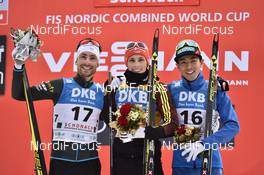 19.03.2017, Schonach, Germany (GER): Francois Braud (FRA), Eric Frenzel (GER), Akito Watabe (JPN), (l-r) - FIS world cup nordic combined, individual gundersen HS106/10km, Schonach (GER). www.nordicfocus.com. © Thibaut/NordicFocus. Every downloaded picture is fee-liable.