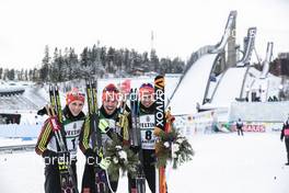 24.02.2017, Lahti, Finland (FIN): Eric Frenzel (GER), Johannes Rydzek (GER), Bjoern Kircheisen (GER), (l-r) - FIS nordic world ski championships, nordic combined, individual gundersen HS100/10km, Lahti (FIN). www.nordicfocus.com. © Modica/NordicFocus. Every downloaded picture is fee-liable.