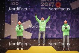 24.02.2017, Lahti, Finland (FIN): Eric Frenzel (GER), Johannes Rydzek (GER), Bjoern Kircheisen (GER), (l-r) - FIS nordic world ski championships, nordic combined, medals, Lahti (FIN). www.nordicfocus.com. © Modica/NordicFocus. Every downloaded picture is fee-liable.