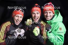 24.02.2017, Lahti, Finland (FIN): Eric Frenzel (GER), Johannes Rydzek (GER), Bjoern Kircheisen (GER), (l-r)  - FIS nordic world ski championships, nordic combined, medals, Lahti (FIN). www.nordicfocus.com. © Modica/NordicFocus. Every downloaded picture is fee-liable.