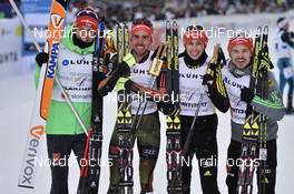 26.02.2017, Lahti, Finland (FIN): Fabian Riessle (GER), Johannes Rydzek (GER), Bjoern Kircheisen (GER), Eric Frenzel (GER) - FIS nordic world ski championships, nordic combined, team HS100/4x5km, Lahti (FIN). www.nordicfocus.com. © Thibaut/NordicFocus. Every downloaded picture is fee-liable.