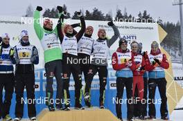 26.02.2017, Lahti, Finland (FIN): Fabian Riessle (GER), Johannes Rydzek (GER), Bjoern Kircheisen (GER), Eric Frenzel (GER) - FIS nordic world ski championships, nordic combined, team HS100/4x5km, Lahti (FIN). www.nordicfocus.com. © Thibaut/NordicFocus. Every downloaded picture is fee-liable.