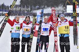 26.02.2017, Lahti, Finland (FIN): Philipp Orter (AUT), Paul Gerstgraser (AUT), Bernhard Gruber (AUT), Mario Seidl (AUT) - FIS nordic world ski championships, nordic combined, team HS100/4x5km, Lahti (FIN). www.nordicfocus.com. © Thibaut/NordicFocus. Every downloaded picture is fee-liable.