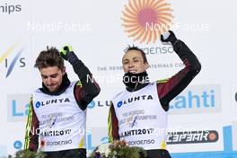 03.03.2017, Lahti, Finland (FIN): Frenzel Eric (GER), Rydzek Johannes (GER), (l-r)  - FIS nordic world ski championships, nordic combined, team sprint HS130/2x7.5km, Lahti (FIN). www.nordicfocus.com. © Modica/NordicFocus. Every downloaded picture is fee-liable.