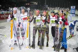 03.03.2017, Lahti, Finland (FIN): Krog Magnus (NOR), Hovdal Moan Magnus (NOR), Frenzel Eric (GER), Rydzek Johannes (GER), Watabe Yoshito (JPN), Watabe Akito (JPN), (l-r)  - FIS nordic world ski championships, nordic combined, team sprint HS130/2x7.5km, Lahti (FIN). www.nordicfocus.com. © Modica/NordicFocus. Every downloaded picture is fee-liable.