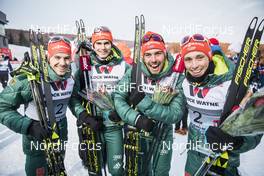02.12.2017, Lillehammer, Norway (NOR): Fabian Riessle (GER), Vinzenz Geiger (GER), Johannes Rydzek (GER), Eric Frenzel (GER), (l-r)  - FIS world cup nordic combined, team HS100/4x5km, Lillehammer (NOR). www.nordicfocus.com. © Modica/NordicFocus. Every downloaded picture is fee-liable.
