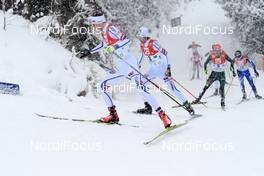 17.12.2017, Ramsau, Austria (AUT): Joergen Graabak (NOR), Jarl Magnus Riiber (NOR), Fabian Riessle (GER), (l-r)  - FIS world cup nordic combined, individual gundersen HS96/10km, Ramsau (AUT). www.nordicfocus.com. © Rauschendorfer/NordicFocus. Every downloaded picture is fee-liable.