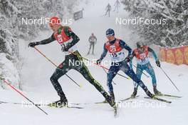 17.12.2017, Ramsau, Austria (AUT): Terence Weber (GER), Go Yamamoto (JPN), Maxime Laheurte (FRA), (l-r)  - FIS world cup nordic combined, individual gundersen HS96/10km, Ramsau (AUT). www.nordicfocus.com. © Rauschendorfer/NordicFocus. Every downloaded picture is fee-liable.